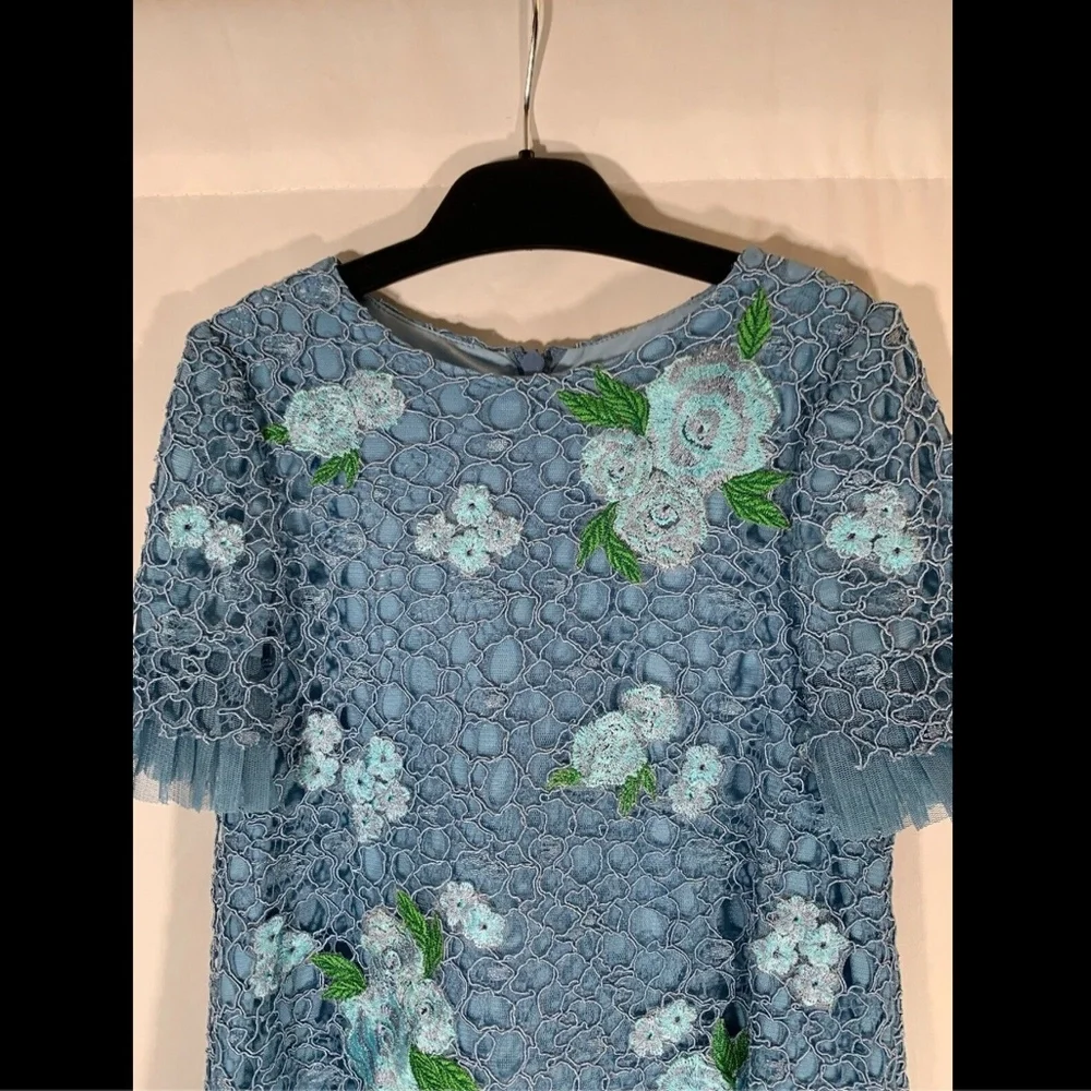 NEW $248 Tadashi Shoji Kids Bella Blossom Lace Dress Blue [Girls SZ‎ 6 ] #G369